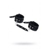 Черные двухслойные кожаные оковы с белой строчкой - Pecado - купить с доставкой в Жуковском