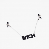 Зажимы на соски с кожаной подвеской Bitch - Crazy Handmade - купить с доставкой в Жуковском