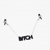 Зажимы на соски с кожаной подвеской Bitch - Crazy Handmade - купить с доставкой в Жуковском
