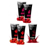 Набор из 5 съедобных лубрикантов JUJU (клубника х 2, малина х 2, вишня) - JuJu - купить с доставкой в Жуковском