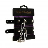 Черно-фиолетовые скругленные наручники с мягкой подкладкой - Crazy Handmade - купить с доставкой в Жуковском