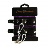 Черно-фиолетовые скругленные наручники с мягкой подкладкой - Crazy Handmade - купить с доставкой в Жуковском