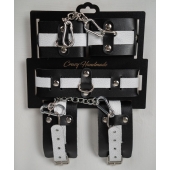 Набор фиксаторов из черной и белой натуральной кожи - Crazy Handmade - купить с доставкой в Жуковском