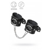 Черные наручники из толстой натуральной кожи с люверсами - Pecado - купить с доставкой в Жуковском