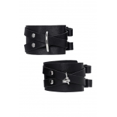 Черные кожаные оковы с двумя перекрёстными ремешками - Pecado - купить с доставкой в Жуковском