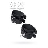 Черные кожаные оковы с двумя перекрёстными ремешками - Pecado - купить с доставкой в Жуковском