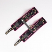 Черные кожаные оковы с розовой строчкой - Crazy Handmade - купить с доставкой в Жуковском