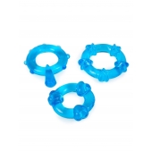 Набор из 3 синих эрекционных колец с различным рельефом - Erowoman-Eroman - в Жуковском купить с доставкой