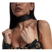 Черный ажурный чокер с золотистой фурнитурой - Crazy Handmade - купить с доставкой в Жуковском