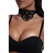 Черный чокер с клепками и золотистой фурнитурой - Crazy Handmade - купить с доставкой в Жуковском