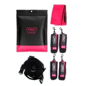 Черно-розовый эротический набор: фиксатор, оковы, наручники, повязка - Erokay - купить с доставкой в Жуковском