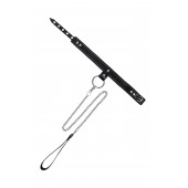 Черный узкий однослойный ошейник с серебристым поводком-цепочкой - Pecado - купить с доставкой в Жуковском