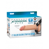 Телесный пустотелый фаллопротез 5’’ Hollow Silicone Strap-On - 14 см. - Pipedream - купить с доставкой в Жуковском