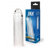 Прозрачная закрытая насадка на пенис с ребрышками - 16 см. - Sex Expert - в Жуковском купить с доставкой