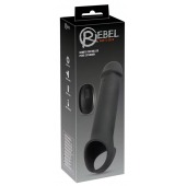 Черная вибронасадка для пениса с хомутом для мошонки и пультом ДУ Remote Controlled Penis Extension - Orion - в Жуковском купить с доставкой