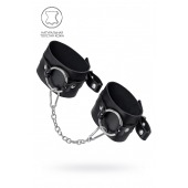 Черные оковы из толстой кожи с люверсами - Pecado - купить с доставкой в Жуковском