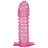 Гелевая розовая насадка с шипами - 12 см. - Toyfa Basic - в Жуковском купить с доставкой