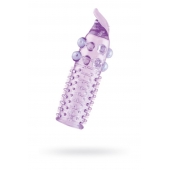 Гелевая фиолетовая насадка с шариками, шипами и усиком - 11 см. - Toyfa Basic - в Жуковском купить с доставкой