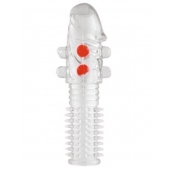 Гелевая прозрачная насадка с шариками и шипами - 14 см. - Toyfa Basic - в Жуковском купить с доставкой