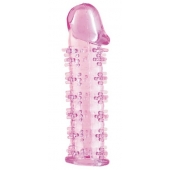 Гелевая розовая насадка на фаллос с шипами - 12 см. - Toyfa Basic - в Жуковском купить с доставкой
