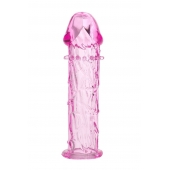 Гладкая розовая насадка с усиками под головкой - 12,5 см. - Toyfa Basic - в Жуковском купить с доставкой