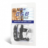 Утяжка на пенис на замочке Duo Cock And Ball Lock - BlueLine - купить с доставкой в Жуковском