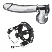 Утяжка на пенис на замочке Duo Cock And Ball Lock - BlueLine - купить с доставкой в Жуковском