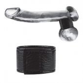 Чёрная утяжка на мошонку 1  Velcro Ball Stretcher - BlueLine - купить с доставкой в Жуковском