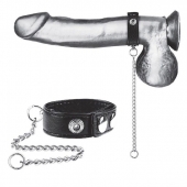 Утяжка на пенис с поводком Snap Cock Ring With 12  Leash - BlueLine - купить с доставкой в Жуковском