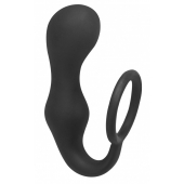 Чёрное эрекционное кольцо с анальной пробкой Double Pleasure Anal Plug - Lola Games - в Жуковском купить с доставкой