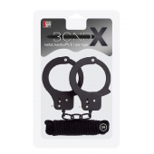 Чёрные наручники из листового металла в комплекте с веревкой BONDX METAL CUFFS LOVE ROPE SET - Dream Toys - купить с доставкой в Жуковском