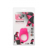 Розовое эрекционное кольцо с щеточкой LIT-UP SILICONE STIMU RING 5 - Dream Toys - в Жуковском купить с доставкой