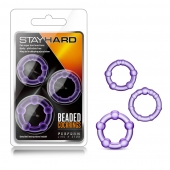 Набор из 3 фиолетовых эрекционных колец Stay Hard Beaded Cockrings - Blush Novelties - в Жуковском купить с доставкой