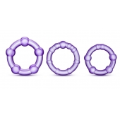 Набор из 3 фиолетовых эрекционных колец Stay Hard Beaded Cockrings - Blush Novelties - в Жуковском купить с доставкой