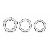 Набор из 3 прозрачных эрекционных колец Stay Hard Beaded Cockrings - Blush Novelties - в Жуковском купить с доставкой