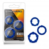 Набор из 3 синих эрекционных колец Stay Hard Beaded Cockrings - Blush Novelties - в Жуковском купить с доставкой