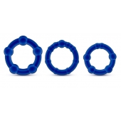Набор из 3 синих эрекционных колец Stay Hard Beaded Cockrings - Blush Novelties - в Жуковском купить с доставкой