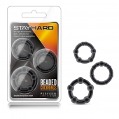 Набор из 3 чёрных эрекционных колец Stay Hard Beaded Cockrings - Blush Novelties - в Жуковском купить с доставкой