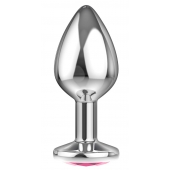 Большая серебристая анальная пробка Diamond Pink Sparkle Large с розовым кристаллом - 8 см. - Lola Games - купить с доставкой в Жуковском