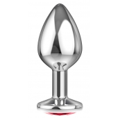 Большая серебристая анальная пробка Diamond Red Sparkle Large с красным кристаллом - 8 см. - Lola Games - купить с доставкой в Жуковском