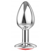 Малая серебристая анальная пробка Diamond Red Sparkle Small с красным кристаллом - 7 см. - Lola Games - купить с доставкой в Жуковском