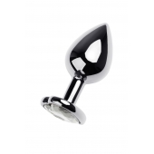 Серебристая анальная пробка с прозрачным кристаллом-сердцем - 8 см. - ToyFa - купить с доставкой в Жуковском