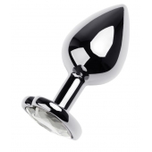 Серебристая анальная пробка с прозрачным кристаллом-сердцем - 8 см. - ToyFa - купить с доставкой в Жуковском