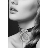 Черный чокер с двумя кольцами - Bijoux Pour Toi - купить с доставкой в Жуковском
