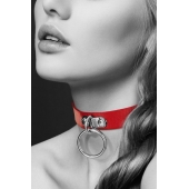 Красный узенький чокер с кольцом - Bijoux Pour Toi - купить с доставкой в Жуковском