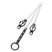 Черно-серебристые зажимы для сосков с кольцом для пениса TOYFA Metal - ToyFa - купить с доставкой в Жуковском