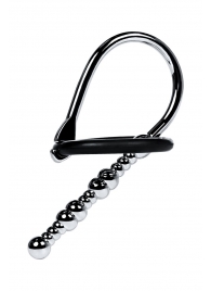 Серебристый уретральный плаг-бусины TOYFA Metal с мягким фиксириющим кольцом - ToyFa - купить с доставкой в Жуковском