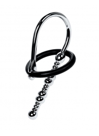 Серебристый уретральный плаг-бусины TOYFA Metal с мягким фиксириющим кольцом - ToyFa - купить с доставкой в Жуковском