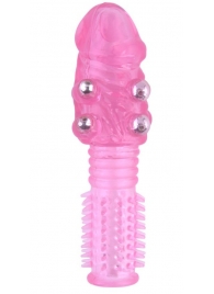 Стимулирующая розовая насадка с шишечками и шипами - 13,5 см. - Toyfa Basic - в Жуковском купить с доставкой