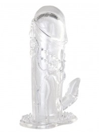 Прозрачная гелевая насадка с клиторальным отростком - 13 см. - Toyfa Basic - в Жуковском купить с доставкой